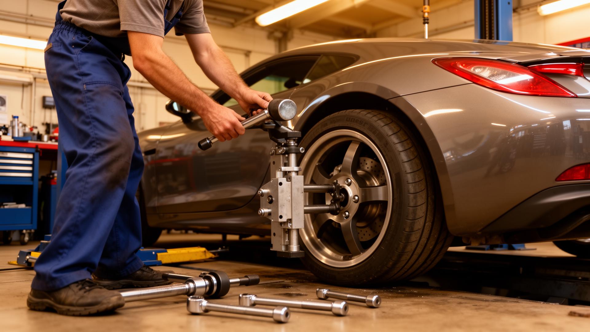 Powerflow Swakopmund workshop performing wheel alignment